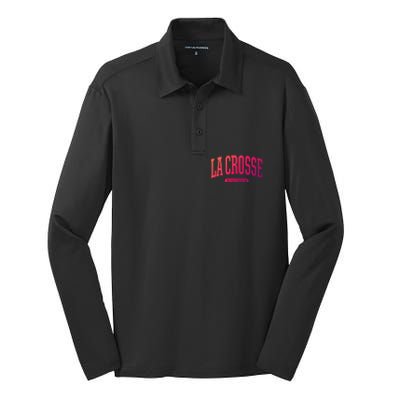 La Crosse Funny Gift Cute Gift College University Style Wi Usa Gift Silk Touch Performance Long Sleeve Polo