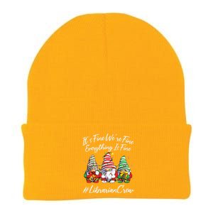 Librarian Crew Funny Everything Is Fine Christmas Gnomie Knit Cap Winter Beanie