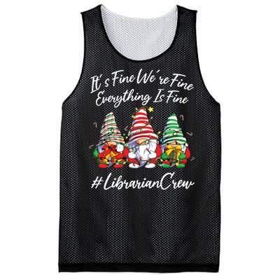 Librarian Crew Funny Everything Is Fine Christmas Gnomie Mesh Reversible Basketball Jersey Tank