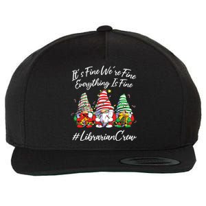 Librarian Crew Funny Everything Is Fine Christmas Gnomie Wool Snapback Cap