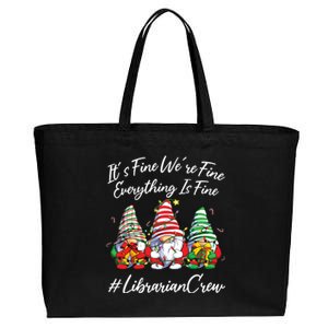 Librarian Crew Funny Everything Is Fine Christmas Gnomie Cotton Canvas Jumbo Tote