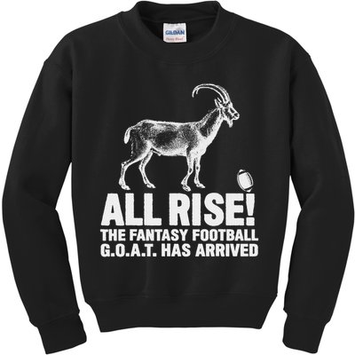 League Champion Fantasy Football Draft Funny All Rise Goat Kids Sweatshirt
