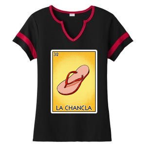 La Chancla Flip Flop Card Mexican Lottery Card La Chancla Ladies Halftime Notch Neck Tee