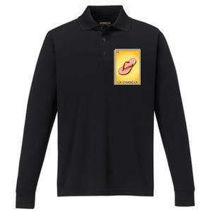 La Chancla Flip Flop Card Mexican Lottery Card La Chancla Performance Long Sleeve Polo