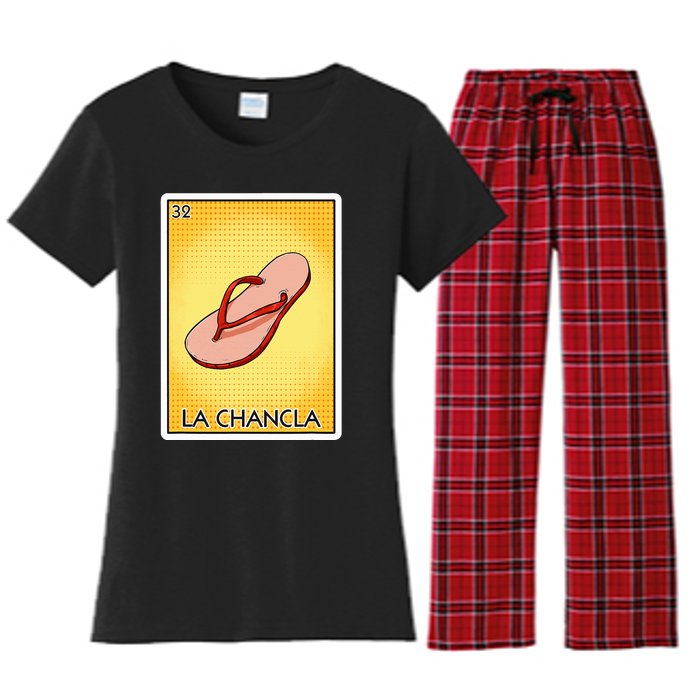 La Chancla Flip Flop Card Mexican Lottery Card La Chancla Women's Flannel Pajama Set