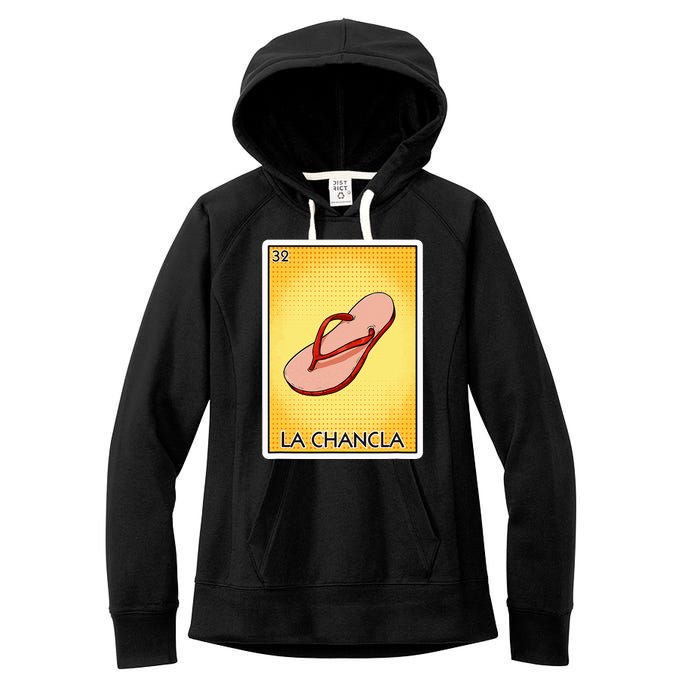 La Chancla Flip Flop Card Mexican Lottery Card La Chancla Women's Fleece Hoodie