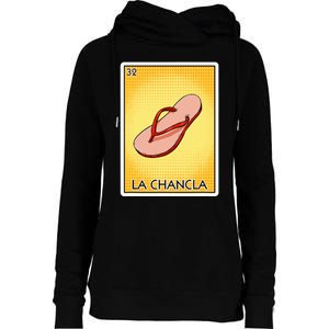 La Chancla Flip Flop Card Mexican Lottery Card La Chancla Womens Funnel Neck Pullover Hood