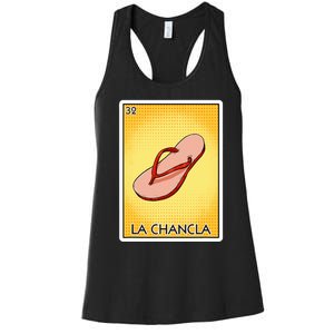 La Chancla Flip Flop Card Mexican Lottery Card La Chancla Women's Racerback Tank