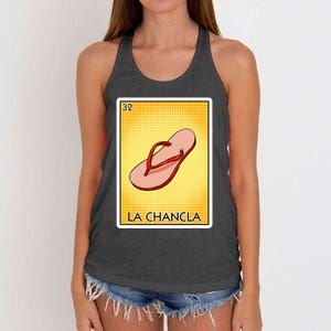 La Chancla Flip Flop Card Mexican Lottery Card La Chancla Women's Knotted Racerback Tank