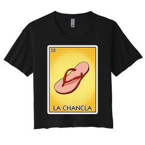 La Chancla Flip Flop Card Mexican Lottery Card La Chancla Women's Crop Top Tee