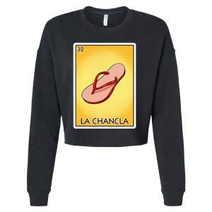 La Chancla Flip Flop Card Mexican Lottery Card La Chancla Cropped Pullover Crew