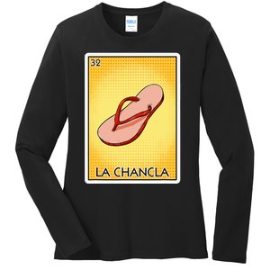 La Chancla Flip Flop Card Mexican Lottery Card La Chancla Ladies Long Sleeve Shirt