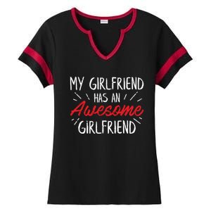 Lesbian Couple Funny Cute Valentines Day Gift Ladies Halftime Notch Neck Tee