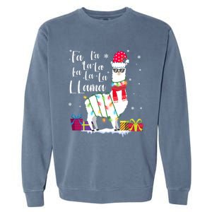 Llama Christmas Fa La La Lama Funny Xmas Lover Gift Garment-Dyed Sweatshirt