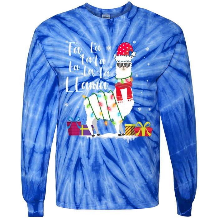 Llama Christmas Fa La La Lama Funny Xmas Lover Gift Tie-Dye Long Sleeve Shirt