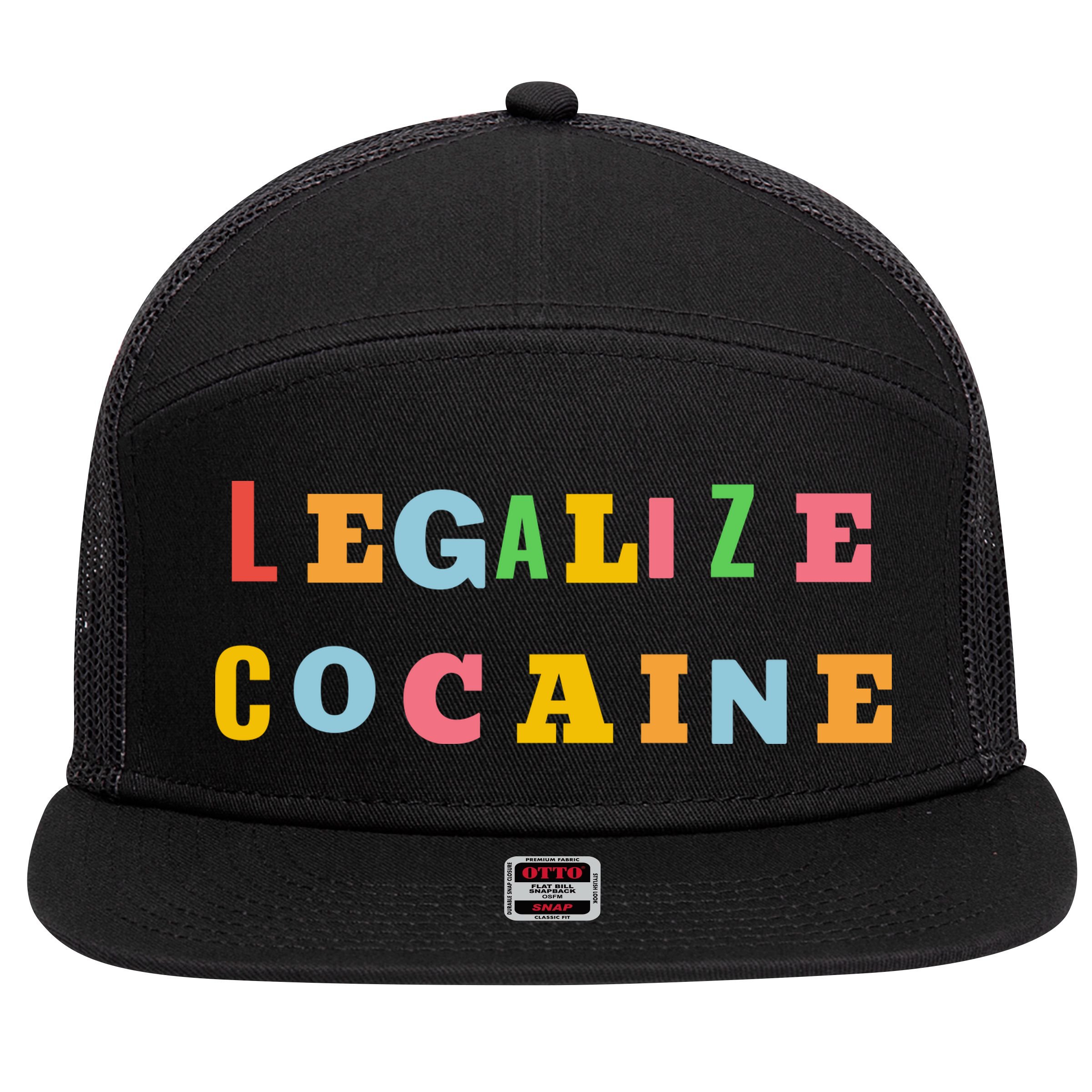 Legalize Cocaine Funny Design 7 Panel Mesh Trucker Snapback Hat