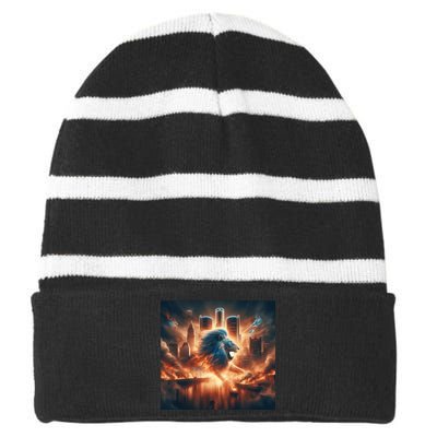 Lion City Fan Striped Beanie with Solid Band