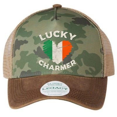 Lucky Charmer Grunge Heart Irish Flag St PatrickS Day Gift Legacy Tie Dye Trucker Hat
