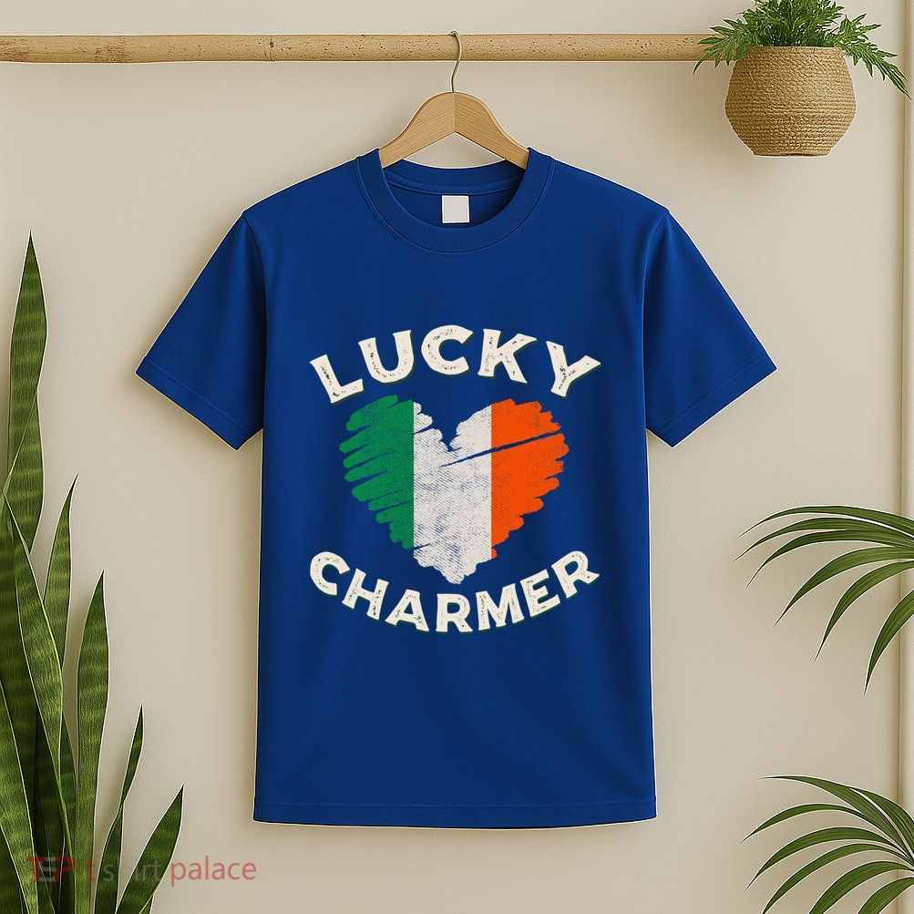 Lucky Charmer Grunge Heart Irish Flag St PatrickS Day Gift T-Shirt