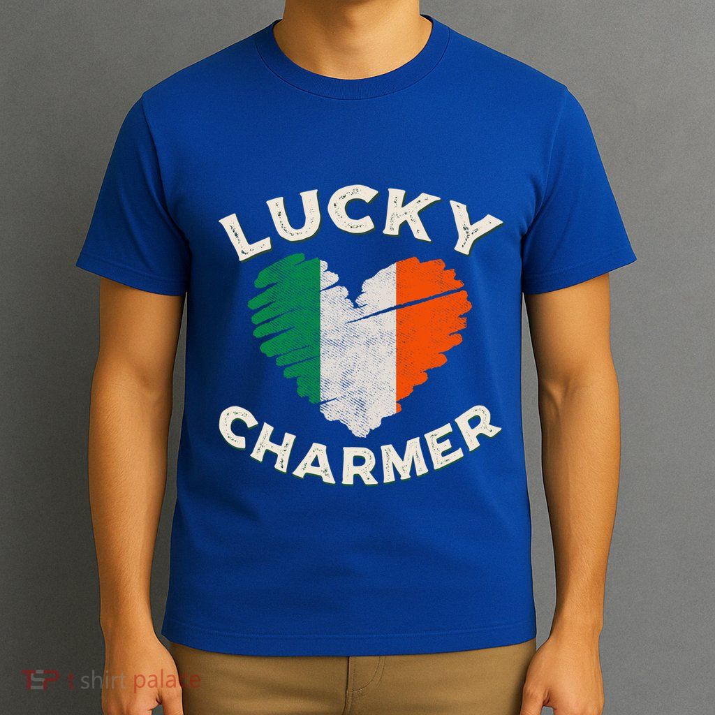 Lucky Charmer Grunge Heart Irish Flag St PatrickS Day Gift T-Shirt