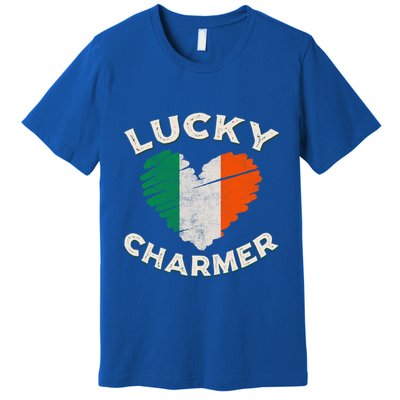 Lucky Charmer Grunge Heart Irish Flag St PatrickS Day Gift Premium T-Shirt