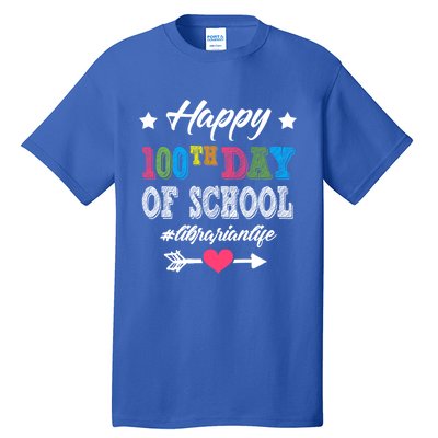 Librarian Cute Gift Happy 100th Day Of School 100 Days Smarter Gift Tall T-Shirt