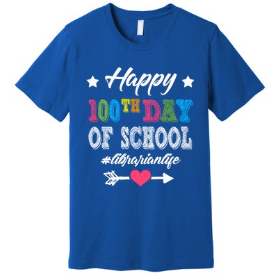 Librarian Cute Gift Happy 100th Day Of School 100 Days Smarter Gift Premium T-Shirt