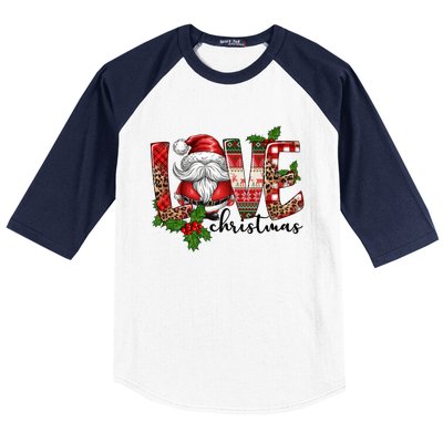 Love Christmas Gnome Xmas Matching Funny Pajamas Holiday Funny Gift Baseball Sleeve Shirt