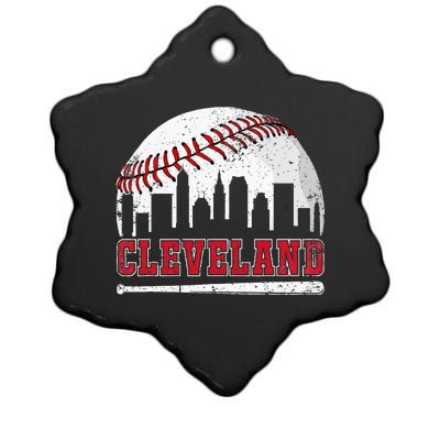 Love Cleveland Graphic Baseball Lover Player Ceramic Star Ornament