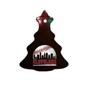 Love Cleveland Graphic Baseball Lover Player Ceramic Tree Ornament