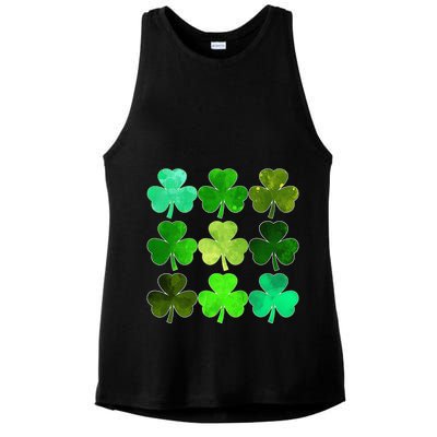 Lucky Clover Green Shamrock Irish Funny st patricks day Ladies PosiCharge Tri-Blend Wicking Tank