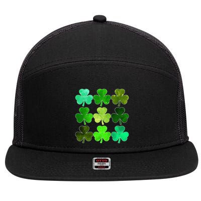 Lucky Clover Green Shamrock Irish Funny st patricks day 7 Panel Mesh Trucker Snapback Hat