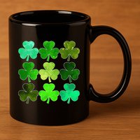 Lucky Clover Green Shamrock Irish Funny st patricks day 11oz C Handle Ceramic Mug