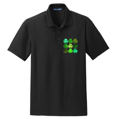 Lucky Clover Green Shamrock Irish Funny st patricks day Dry Zone Grid Polo