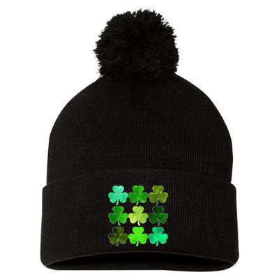 Lucky Clover Green Shamrock Irish Funny st patricks day Pom Pom 12in Knit Beanie