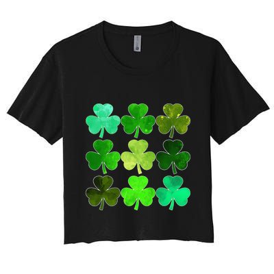 Lucky Clover Green Shamrock Irish Funny st patricks day Crop Top