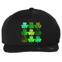 Lucky Clover Green Shamrock Irish Funny st patricks day Wool Snapback Cap