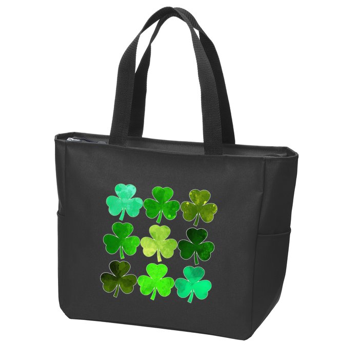 Lucky Clover Green Shamrock Irish Funny st patricks day Zip Tote Bag
