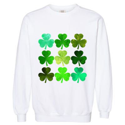 Lucky Clover Green Shamrock Irish Funny st patricks day Garment-Dyed Sweatshirt