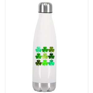 Lucky Clover Green Shamrock Irish Funny st patricks day Stainless Steel Insulated Water Bottle