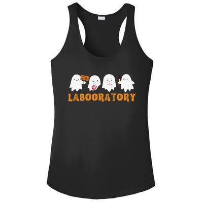 Labooratory Cute Ghost Halloween Laboratory Lab Scientist Ladies PosiCharge Competitor Racerback Tank