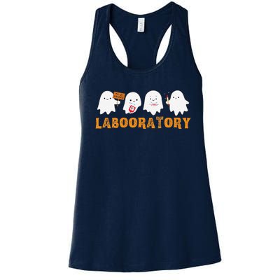 Labooratory Cute Ghost Halloween Laboratory Lab Scientist Women's Racerback Tank