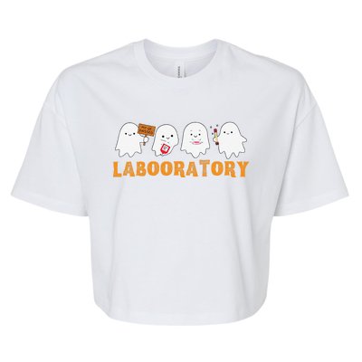 Labooratory Cute Ghost Halloween Laboratory Lab Scientist Bella+Canvas Jersey Crop Tee