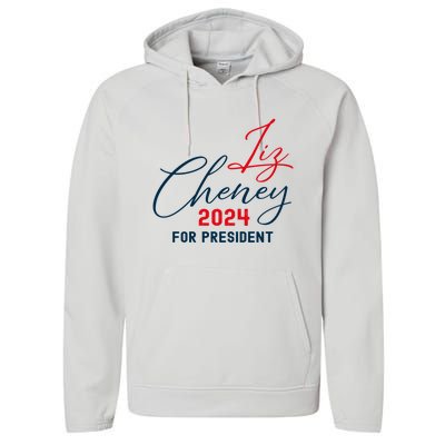 Liz Cheney Gift For President 2024 Usa Election Liz 24 Gift Performance Fleece Hoodie