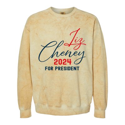 Liz Cheney Gift For President 2024 Usa Election Liz 24 Gift Colorblast Crewneck Sweatshirt