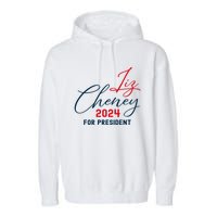 Liz Cheney Gift For President 2024 Usa Election Liz 24 Gift Garment-Dyed Fleece Hoodie