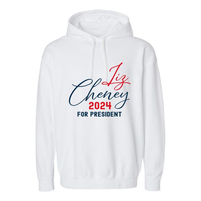 Liz Cheney Gift For President 2024 Usa Election Liz 24 Gift Garment-Dyed Fleece Hoodie