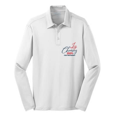 Liz Cheney Gift For President 2024 Usa Election Liz 24 Gift Silk Touch Performance Long Sleeve Polo