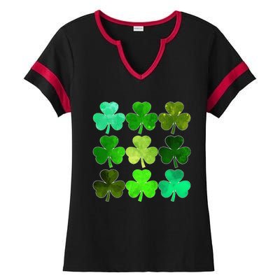 Lucky Clover Green Irish Funny st patricks day Ladies Halftime Notch Neck Tee