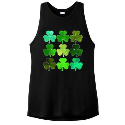 Lucky Clover Green Irish Funny st patricks day Ladies PosiCharge Tri-Blend Wicking Tank